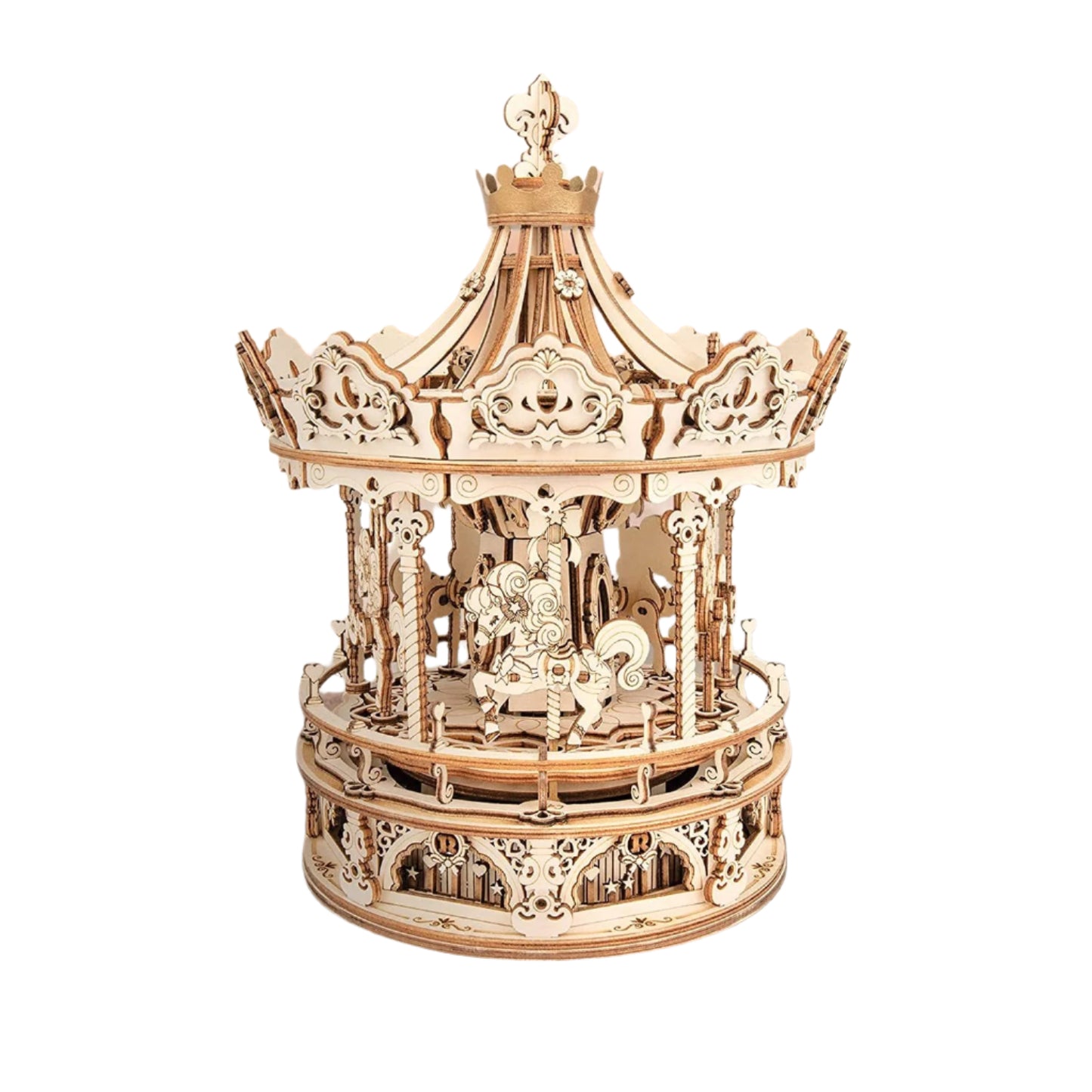 Romantic Carousel β 3D Wooden Puzzle & Rotating Music Box