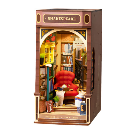 Vintage Bookstore Book Nook – DIY Wooden Miniature Kit