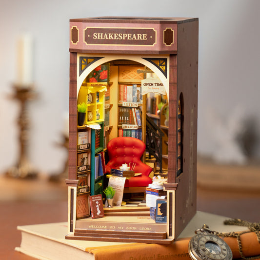 Vintage Bookstore Book Nook – DIY Wooden Miniature Kit