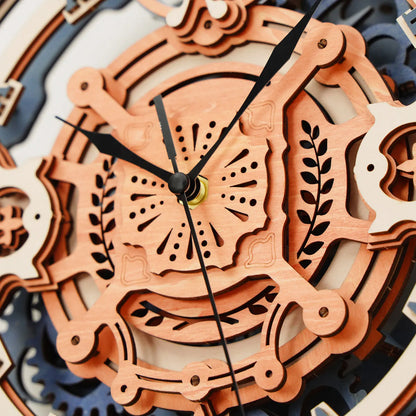 Mechanical Wall Clock – 3D Wooden Puzzle & DIY Quartz Timepiece