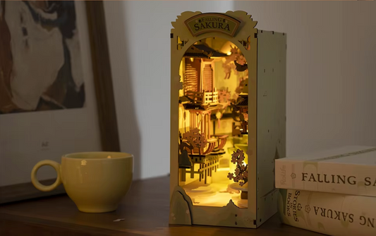 Falling Sakura Book Nook – DIY Japanese-Themed Miniature Kit