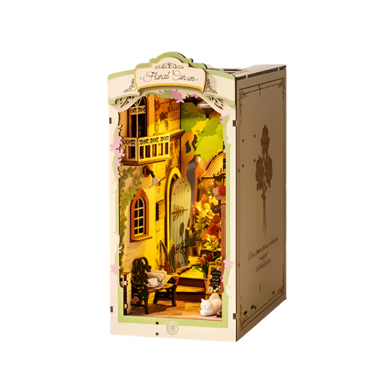 Floral Corner Book Nook – DIY 3D Wooden Shelf Insert