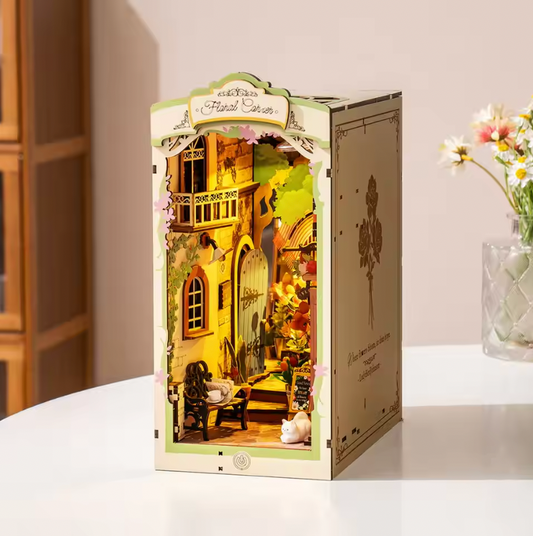 Floral Corner Book Nook – DIY 3D Wooden Shelf Insert