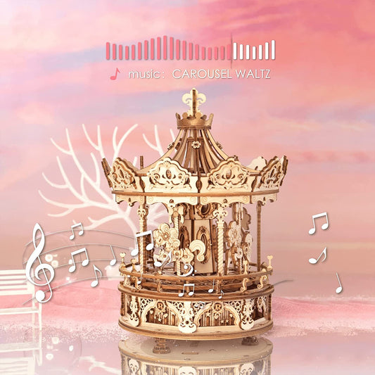 Romantic Carousel – 3D Wooden Puzzle & Rotating Music Box