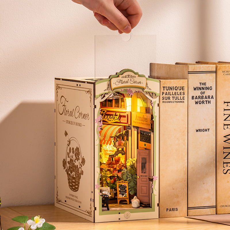 Floral Corner Book Nook – DIY 3D Wooden Shelf Insert