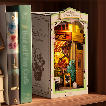 Floral Corner Book Nook – DIY 3D Wooden Shelf Insert